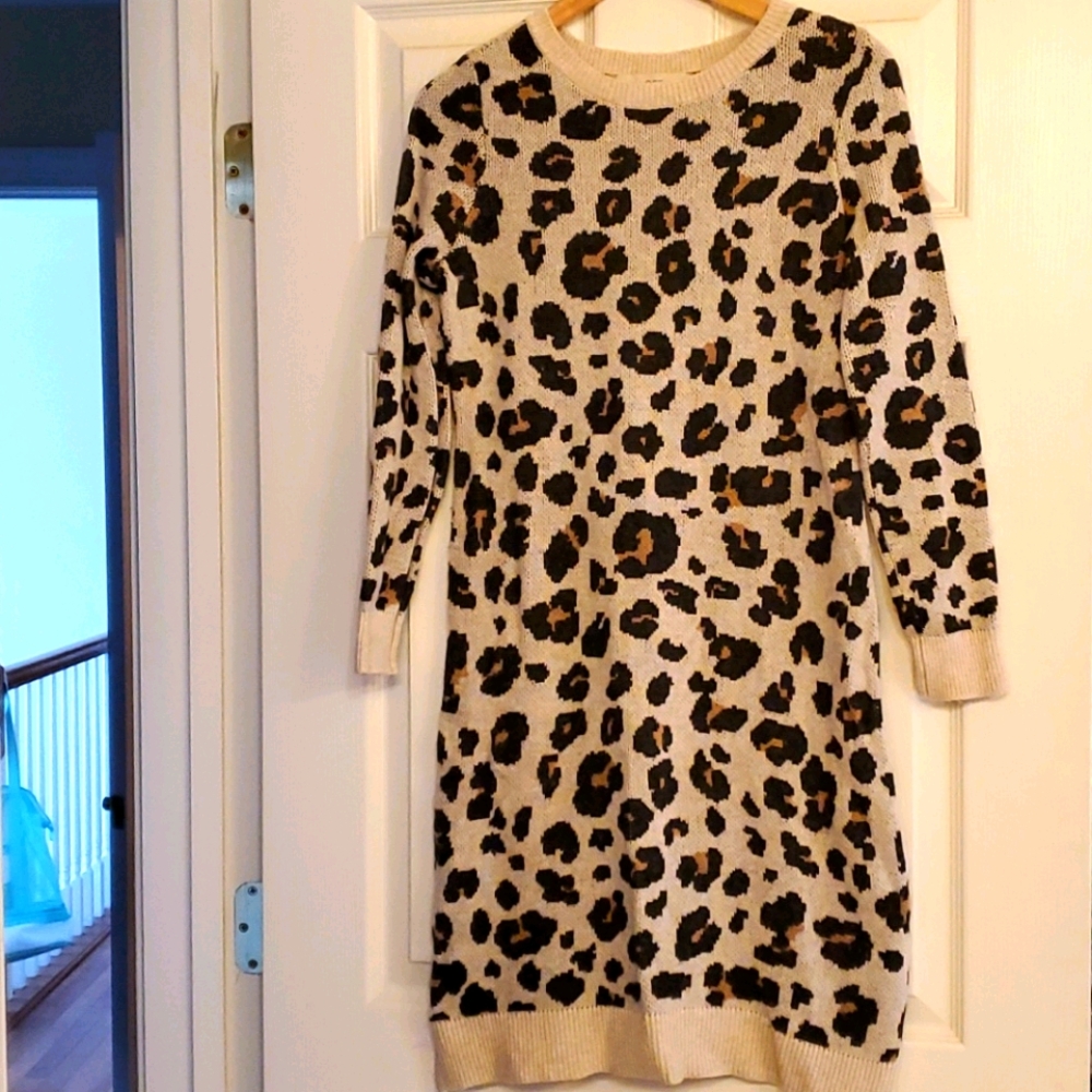 Loft Leopard Sweater Dress (XSP)